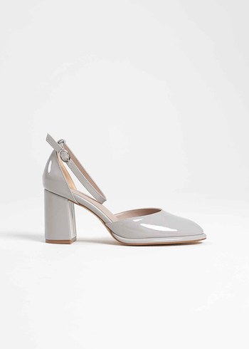 Bej Gri Minimalist Kadın Topuklu Ayakkabı - Görsel 4