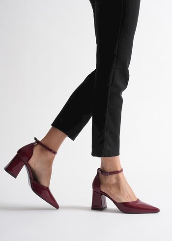 Bordo Tokalı Kadın Topuklu Ayakkabı - Görsel 8