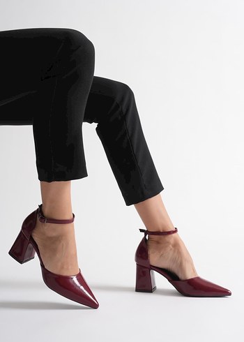 Bordo Tokalı Kadın Topuklu Ayakkabı - Görsel 11