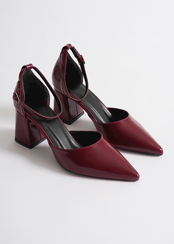 Bordo Tokalı Kadın Topuklu Ayakkabı - Görsel 12