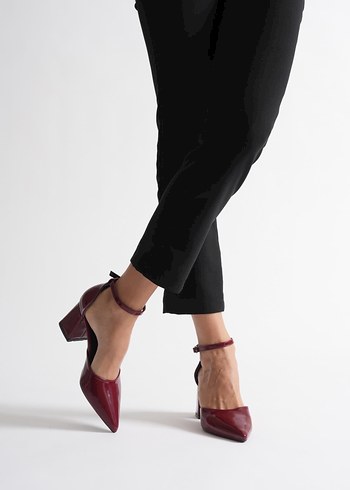 Bordo Tokalı Kadın Topuklu Ayakkabı - Görsel 4