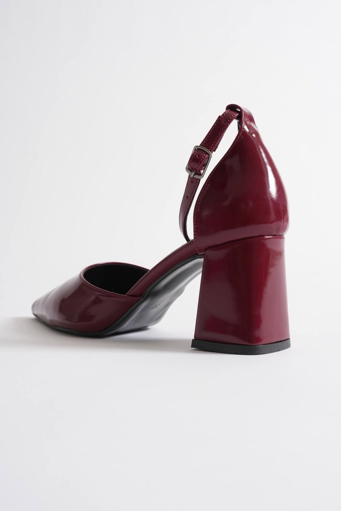 Bordo Tokalı Kadın Topuklu Ayakkabı - Görsel 3