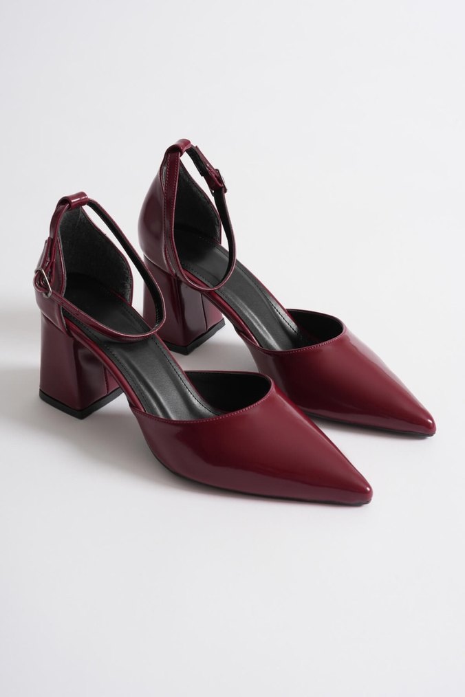 Bordo Tokalı Kadın Topuklu Ayakkabı - Görsel 5