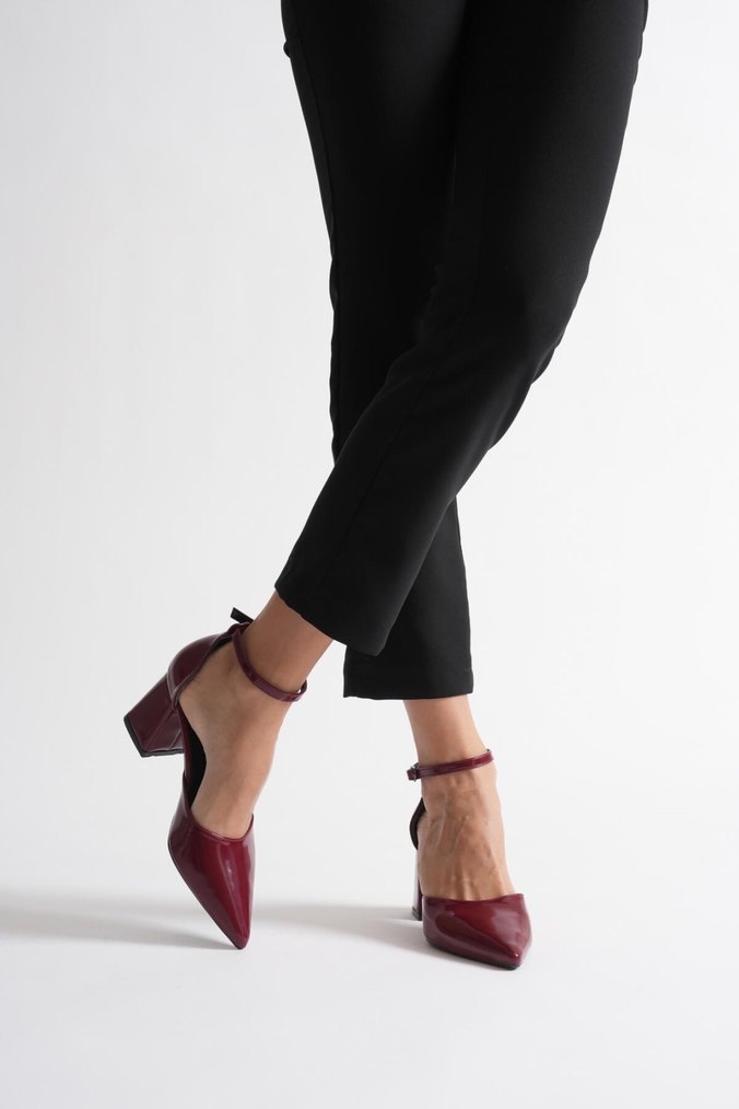 Bordo Tokalı Kadın Topuklu Ayakkabı - Görsel 4