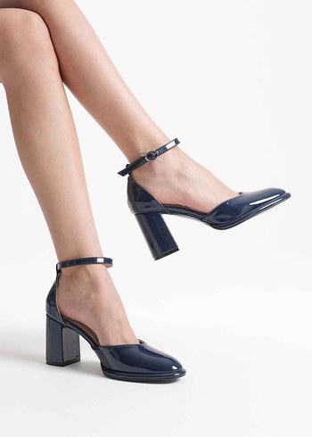 Mavi Parlak Tokalı Topuklu Kadın Ayakkabı - Görsel 8