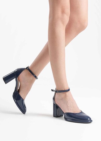 Mavi Parlak Tokalı Topuklu Kadın Ayakkabı - Görsel 4