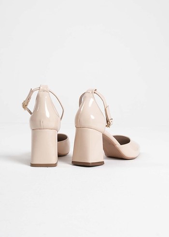 Bej Topuklu Kadın  topuklu ayakkabı - Görsel 4