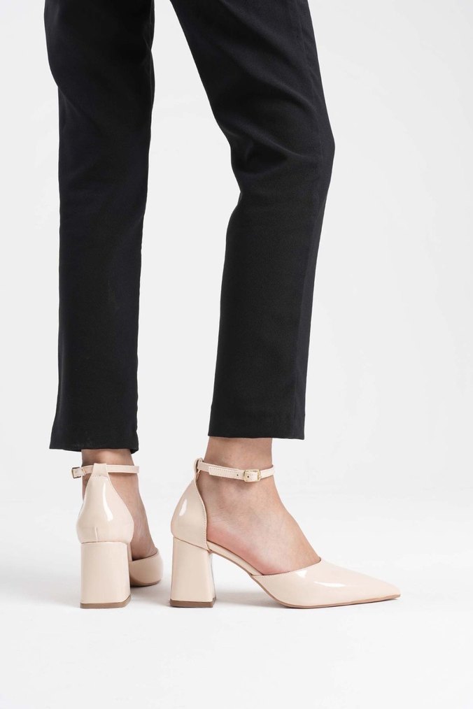 Bej Topuklu Kadın  topuklu ayakkabı - Görsel 3