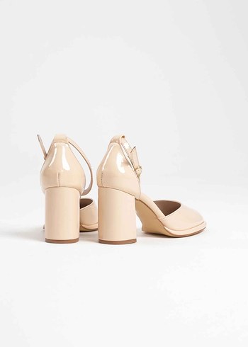 Bej Kadın Topuklu Klasik Bilekten Bantlı Ayakkabı - Görsel 6