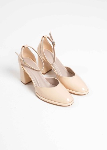 Bej Kadın Topuklu Klasik Bilekten Bantlı Ayakkabı - Görsel 8