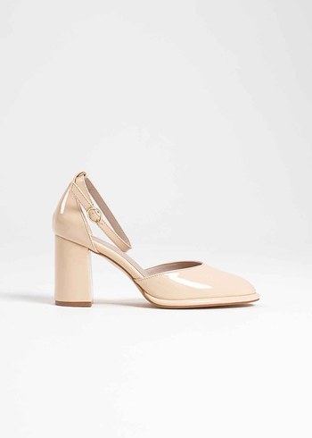 Bej Kadın Topuklu Klasik Bilekten Bantlı Ayakkabı - Görsel 16