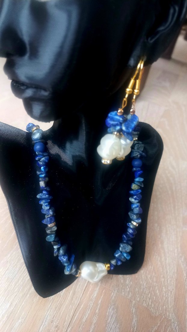 Lacivert Boncuklu Bohem Mini Kolye - Görsel 2