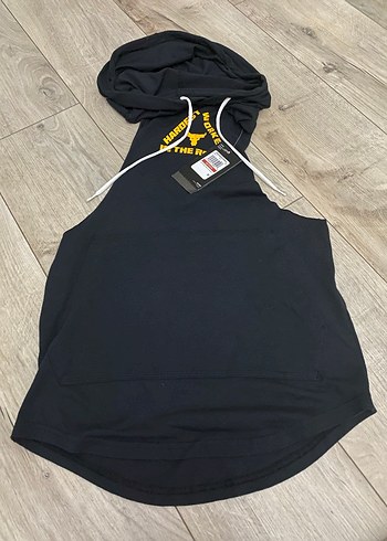Kolsuz Kapüşonlu Siyah Spor Sweatshirt