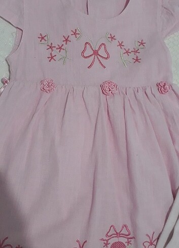 12-18 Ay Beden pembe Renk Kız Bebek Elbise 