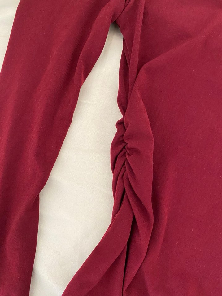 Bordo Drapeli Kayık Kaya Uzun Kollu Bluz - Görsel 3