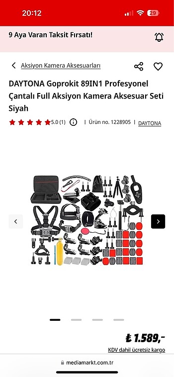 Daytona aksıyon kamerası aksesuarı