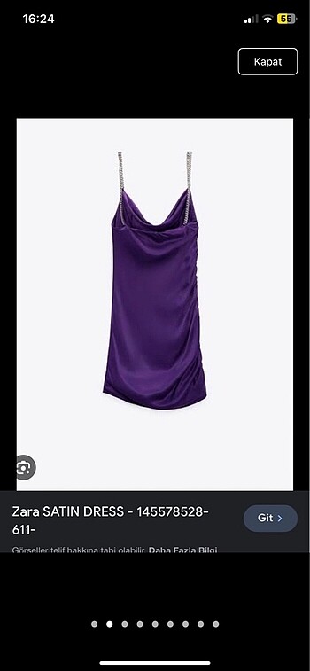 Zara saten  elbise - Görsel 7