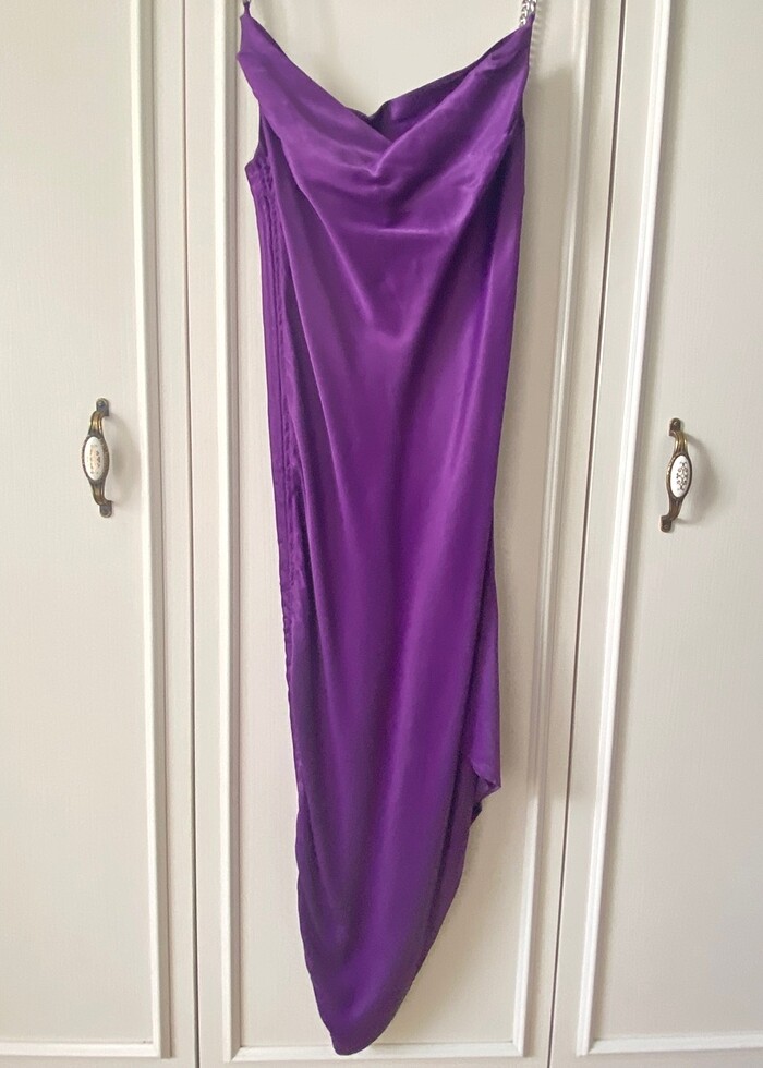 Zara saten  elbise - Görsel 5