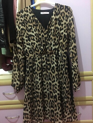Leopar kısa elbise