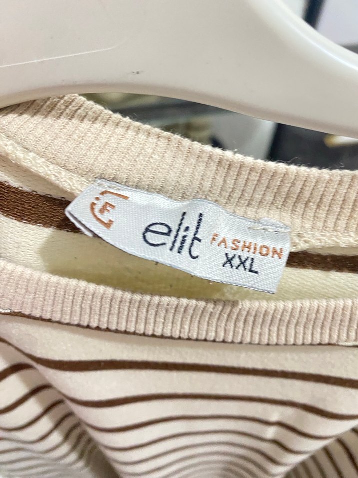 Bej Çizgili Kadın Salaş Kazak - Görsel 2