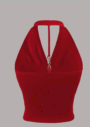 Zara Kırmızı Drapeli V Yakalı Mini Kadın Atlet
