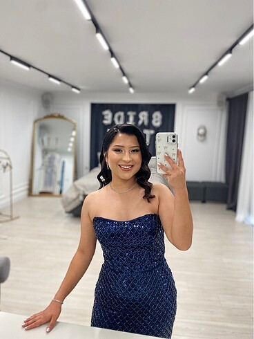 Lacivert pul payet elbise - Görsel 9