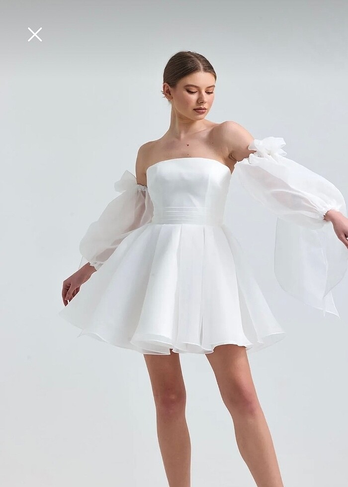 Tangül alis straplez mini elbise - Görsel 3