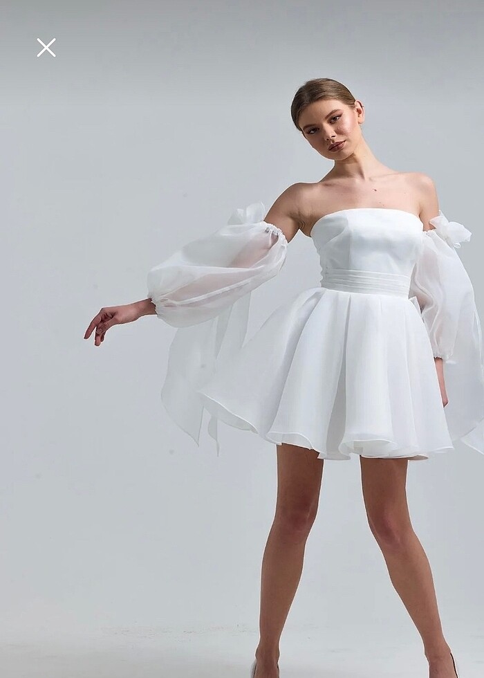 Tangül alis straplez mini elbise - Görsel 4