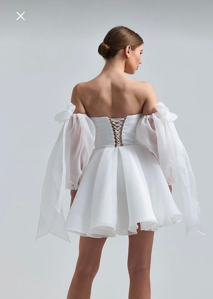 Tangül alis straplez mini elbise - Görsel 5