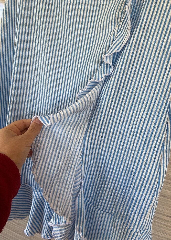 mavi çizgili elbise - Görsel 4