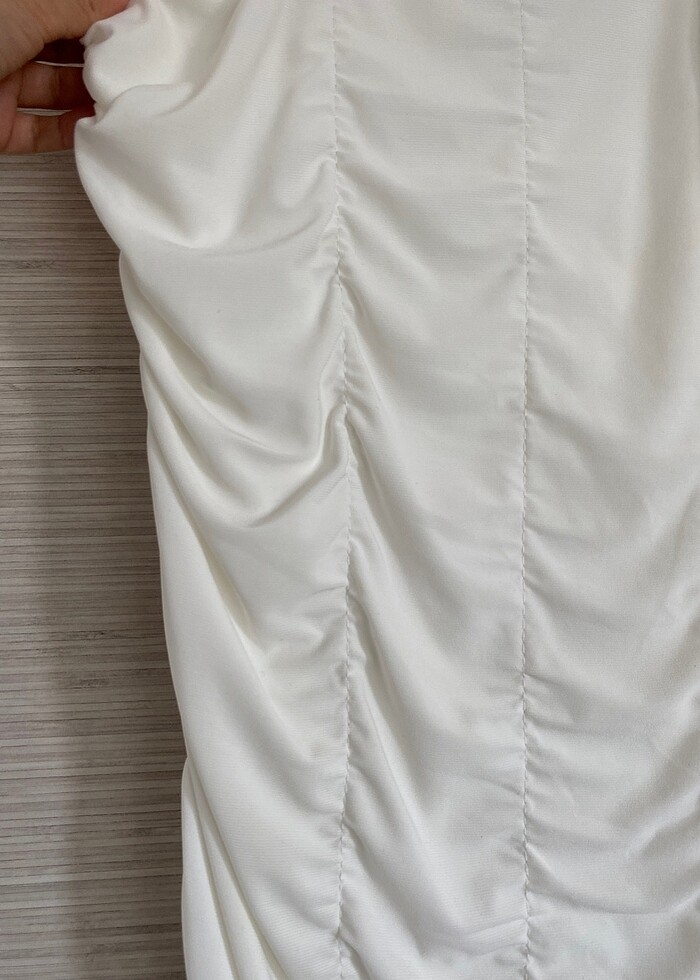 Beyaz mini elbise - Görsel 3