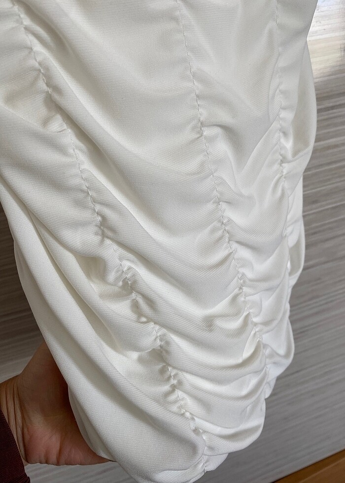 Beyaz mini elbise - Görsel 4