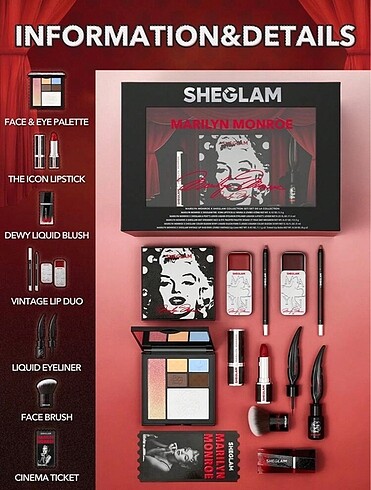  Beden çeşitli Renk Sheglam MARILYN MONROE makyaj seti