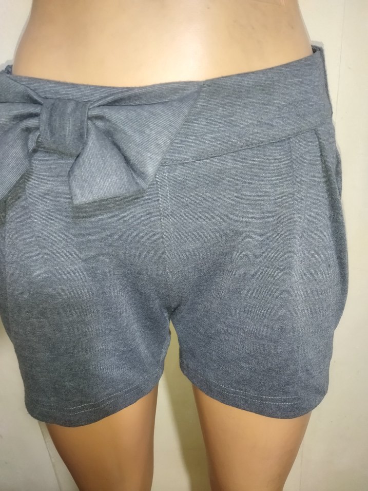 Gri Mini Hamile Şortu Fiyonk Detaylı - Görsel 4