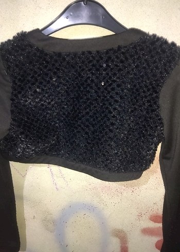 Kız Çocuk Siyah Kürklü Uzun Kollu Bolero - Görsel 2