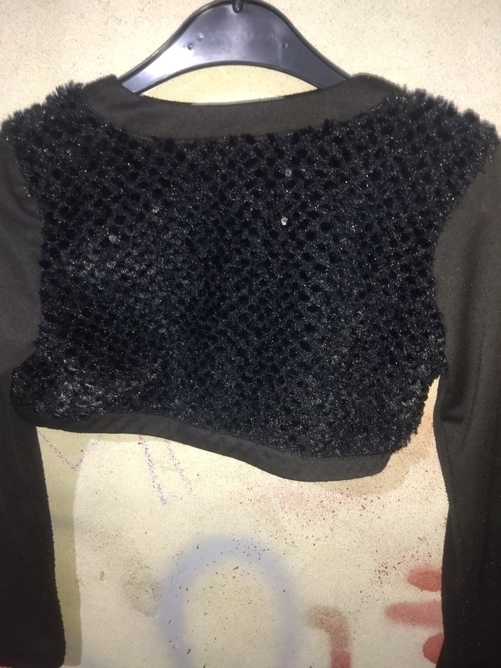 Kız Çocuk Siyah Kürklü Uzun Kollu Bolero - Görsel 2