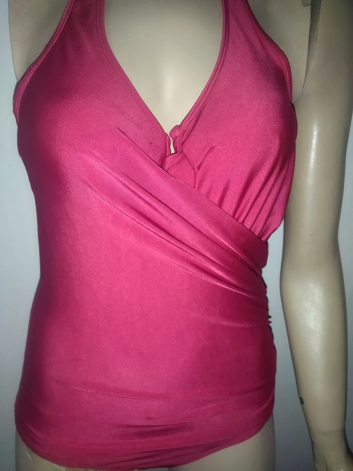 Pembe Drapeli Kadın Mayo - Görsel 2