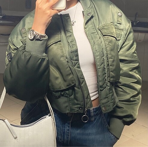 m Beden haki Renk Zara Bomber Ceket