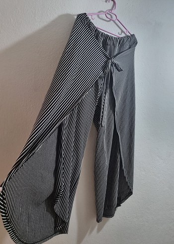 xl Beden Çizgili Pilili Kadın Kumaş Pantolon