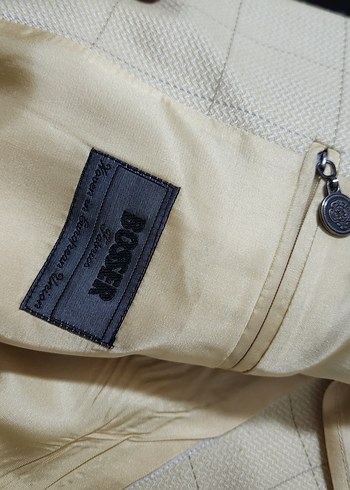 Sarı ekoseli Erkek Düğmeli Ceket Notch Yaka - Görsel 2