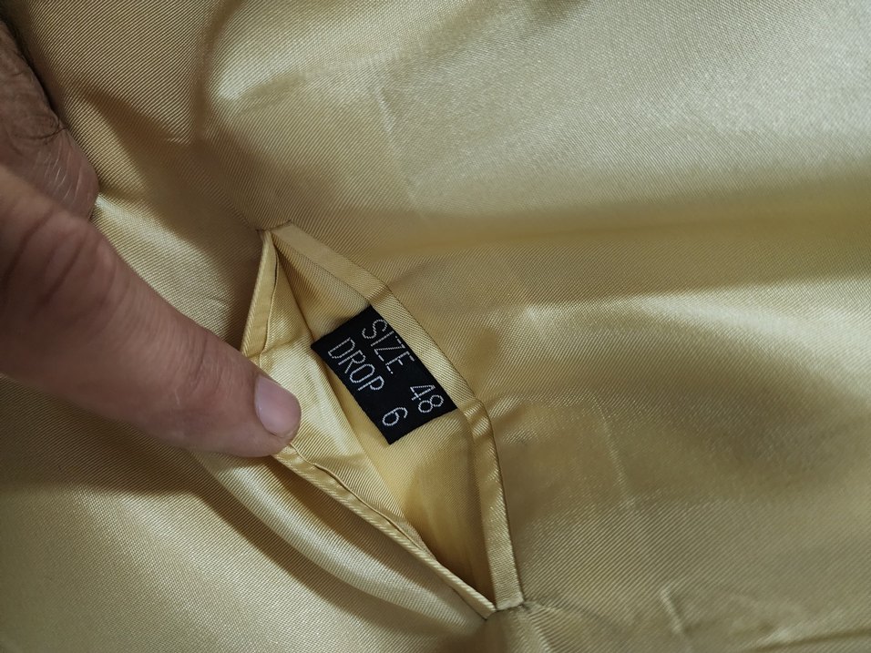 Sarı ekoseli Erkek Düğmeli Ceket Notch Yaka - Görsel 3