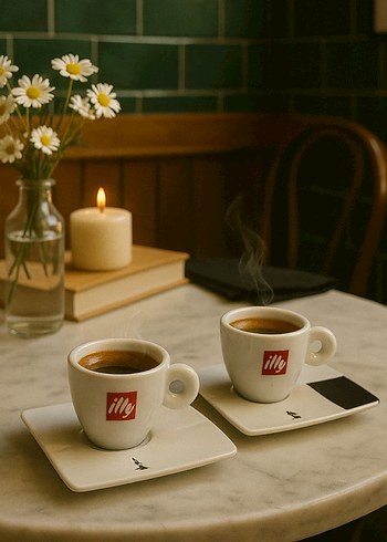 Kütahya Porselen Beyaz illy Espresso Fincan Seti 2 li