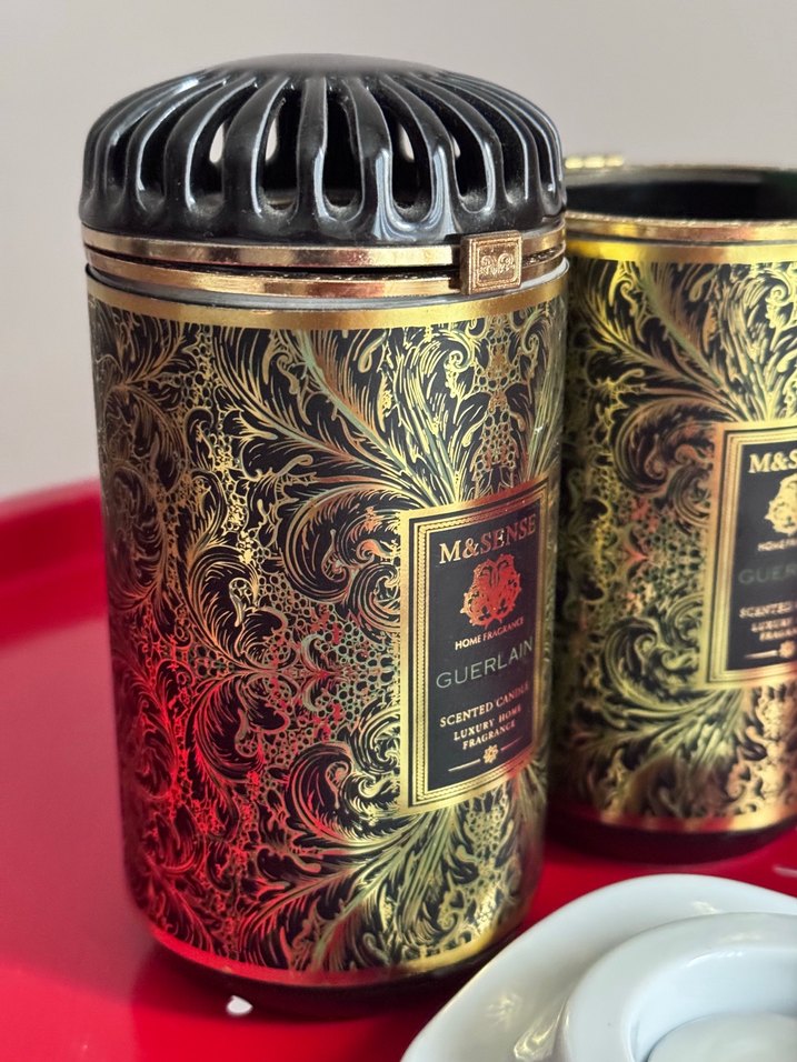 Bordo Desenli Guerlain Kokulu Mum - Görsel 3