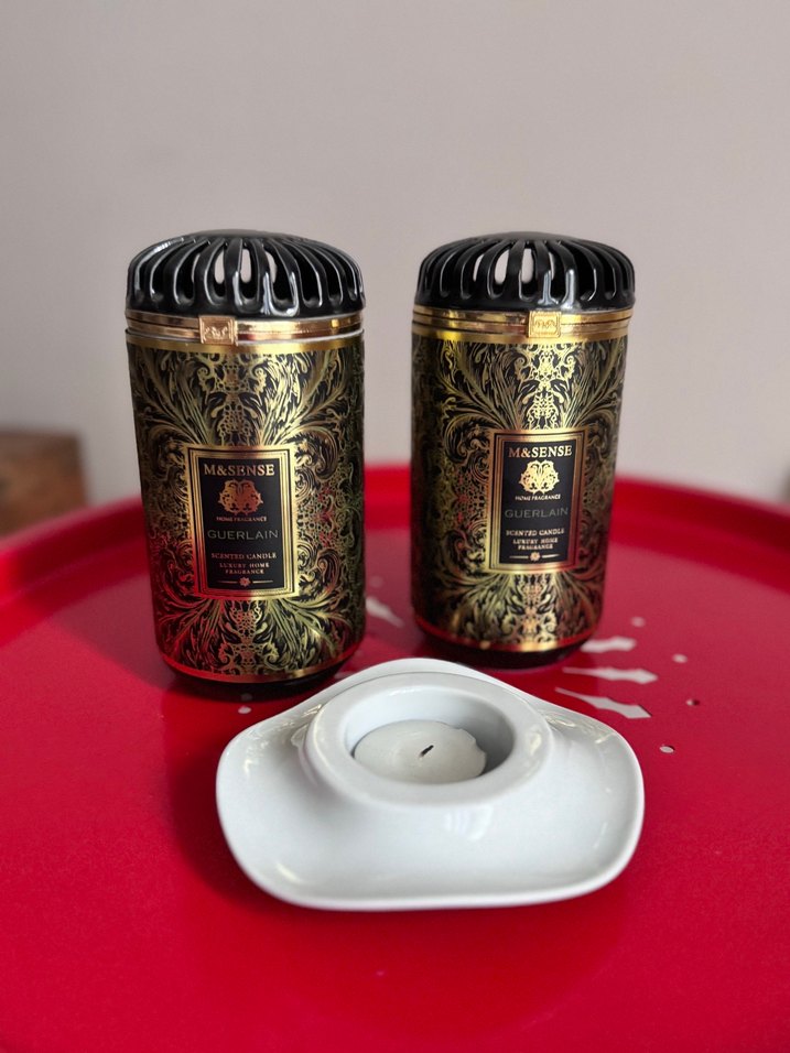 Bordo Desenli Guerlain Kokulu Mum - Görsel 2