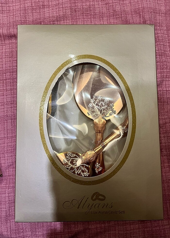 Ceviz ayna tarak seti gelin - Görsel 2