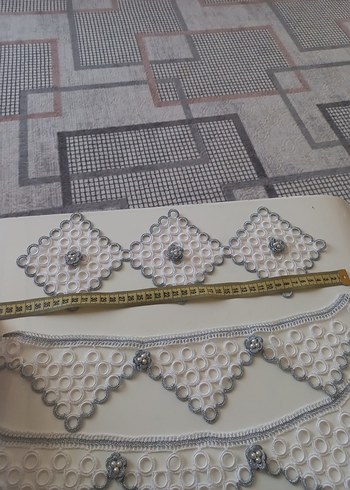 Beden Geleneksel Gümüş Renkli El Yapımı Dekoratif havlu kenari