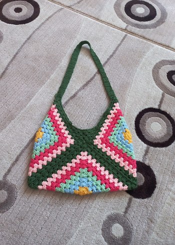 Renkli Örgü Bohem Kadın Çanta - Görsel 2