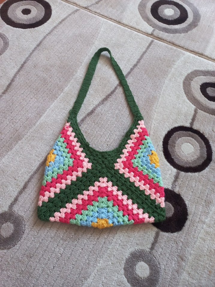 Renkli Örgü Bohem Kadın Çanta - Görsel 2