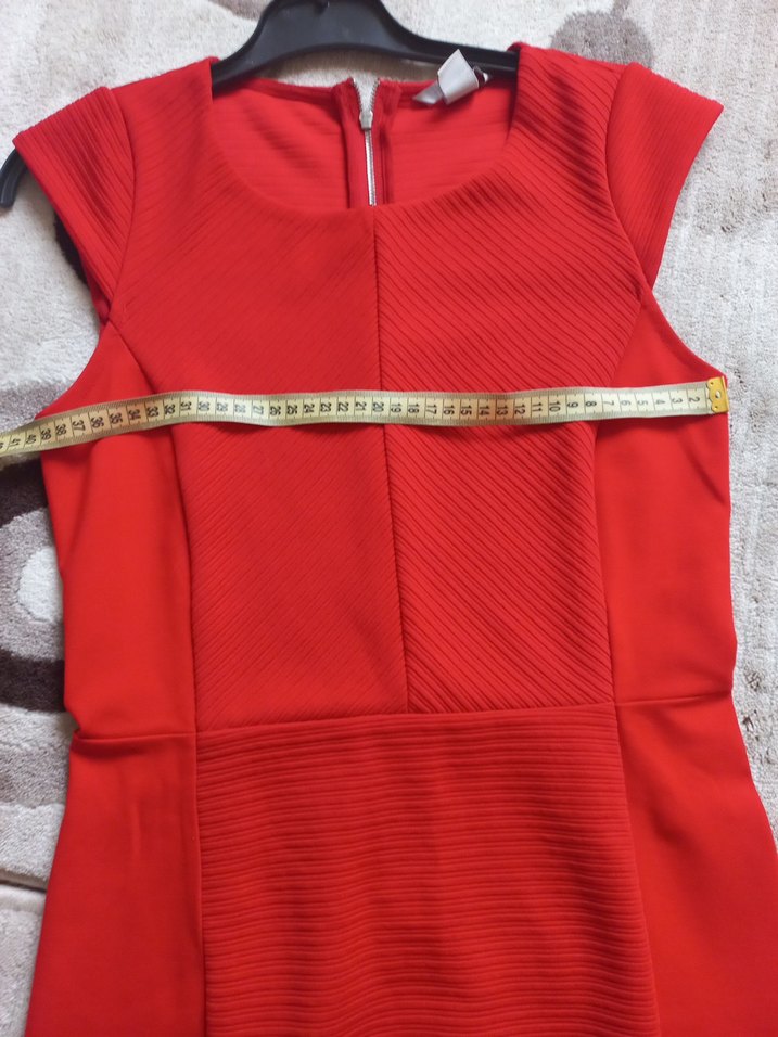 Kırmızı V Yaka Midi Kadın Elbise h m s beden - Görsel 4