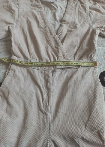 Bej Uzun s beden kadife tulum - Görsel 5